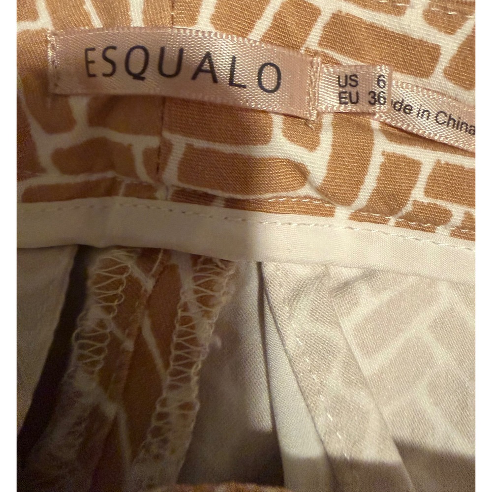 Esqualo Tan White Geometric Block Print Chino Pants 7/8 Cropped Trousers Women 6 - Picture 12 of 12